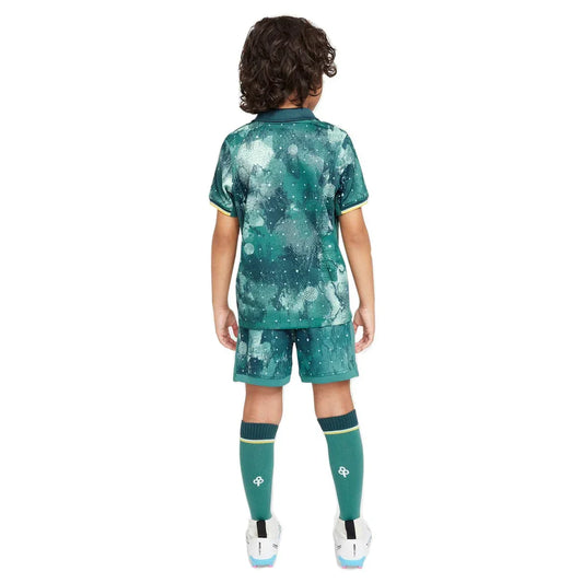 Mini Mantos kit infantil oficial [Nome do Time], camisa quarto uniforme, verde com estampa galáxia