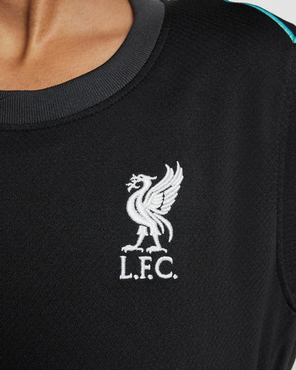 Liverpool FC camisa infantil oficial kit Mini Mantos preta com escudo bordado