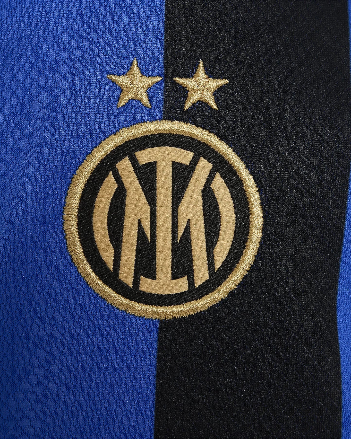 Mini Mantos Inter de Milão, camisa infantil oficial kit, escudo bordado dourado e duas estrelas na camisa