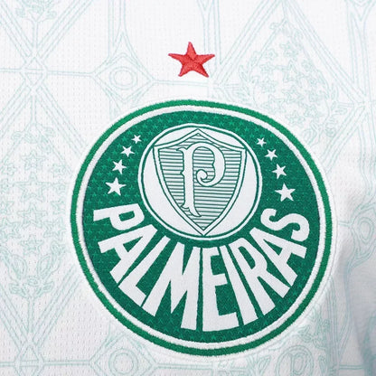 Camisa infantil oficial Palmeiras kit Mini Mantos. Detalhe do escudo bordado