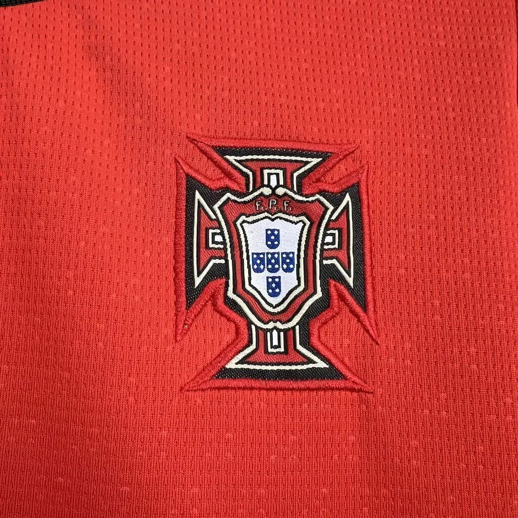 Camisa de futebol infantil oficial Portugal, Mini Mantos kit completo, escudo FPF bordado