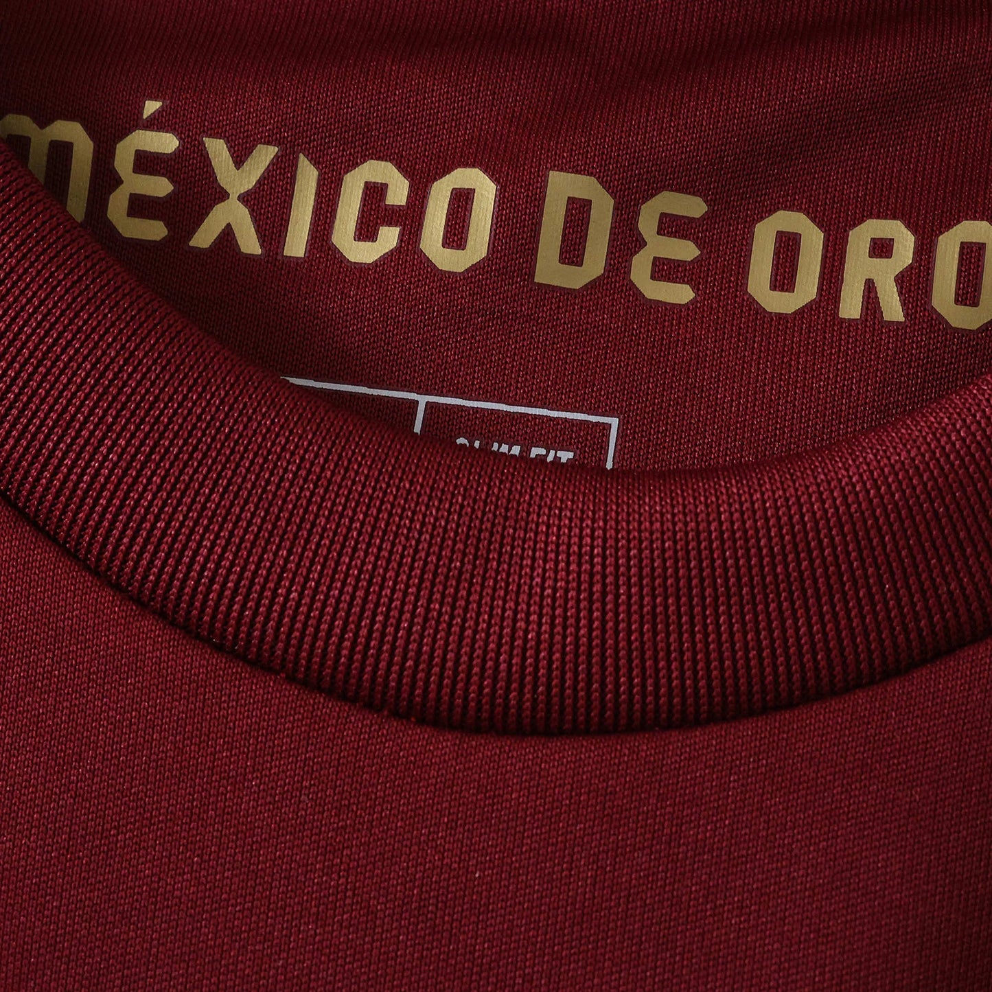 Mini Mantos infantil oficial kit camisa México, detalhe gola com texto dourado MÉXICO DE ORO