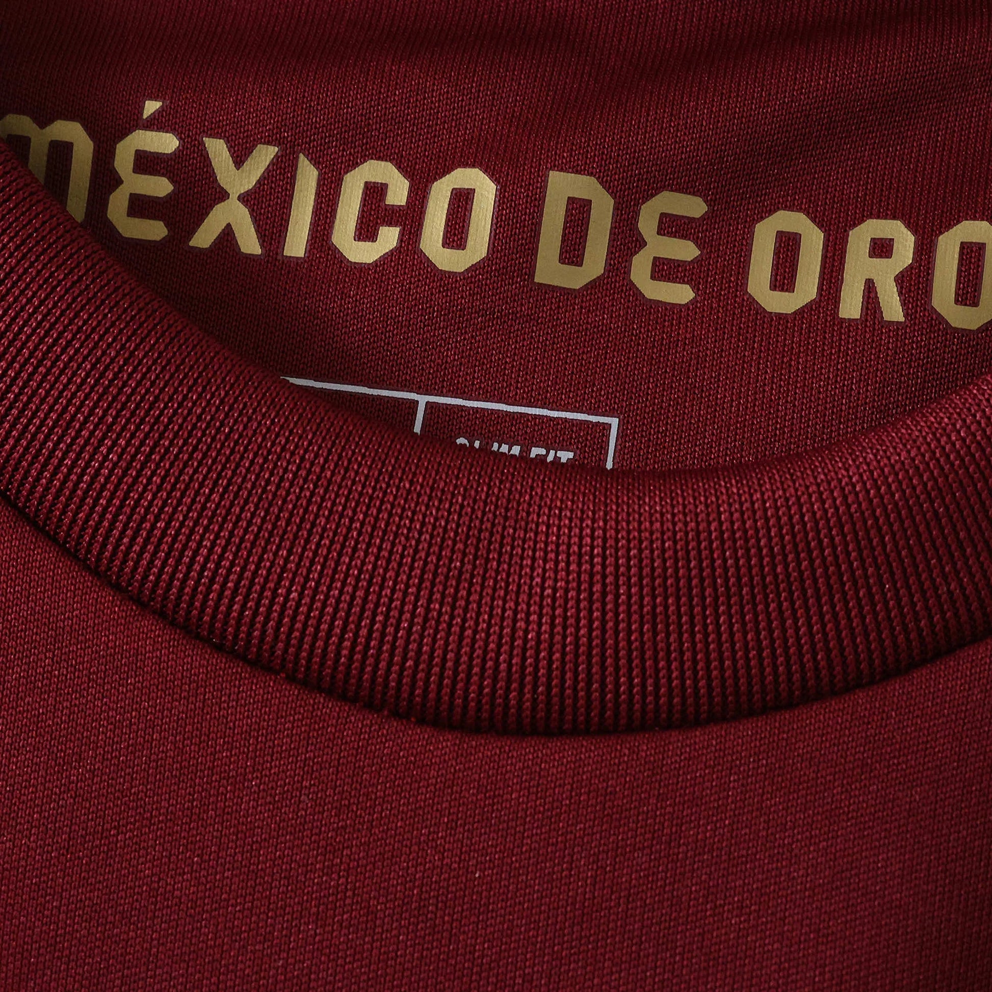 Mini Mantos infantil oficial kit camisa México, detalhe gola com texto dourado MÉXICO DE ORO