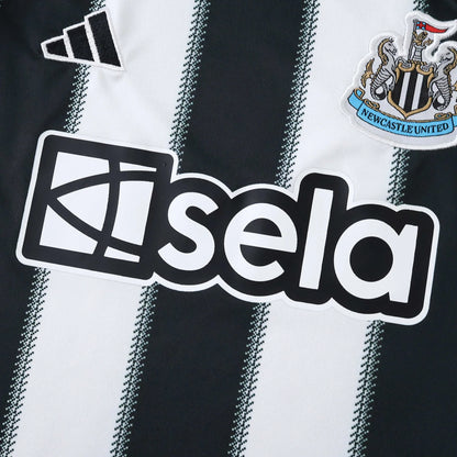 Camisa oficial infantil kit Mini Mantos Newcastle United preta e branca com Adidas e Sela