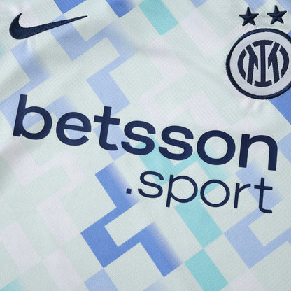 Camisa infantil oficial Inter de Milão Mini Mantos, kit betsson.sport Nike com padrão geométrico azul claro