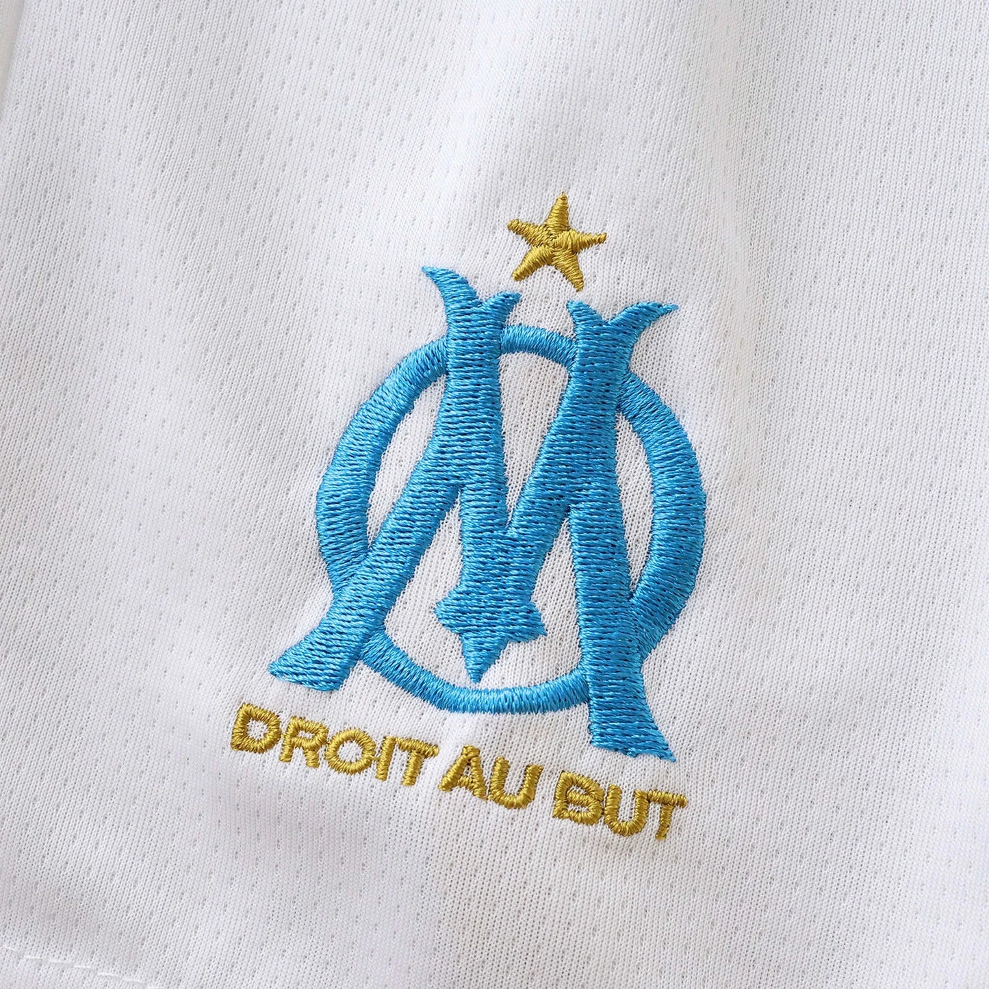 Camisa infantil oficial Olympique de Marseille OM, kit Mini Mantos, logo bordado azul e dourado