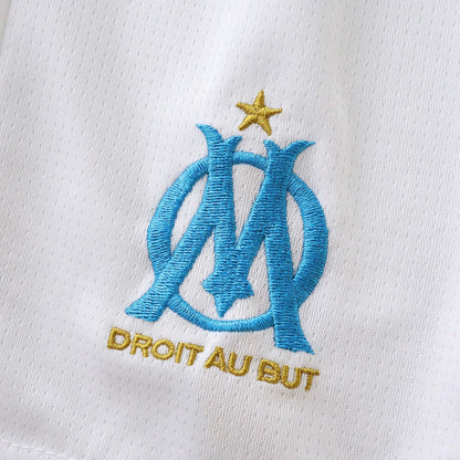 Camisa infantil oficial Olympique de Marseille OM, kit Mini Mantos, logo bordado azul e dourado