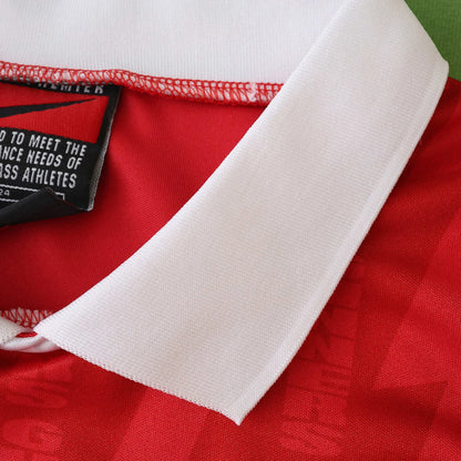 Camisa oficial infantil Arsenal Mini Mantos vermelha com gola branca Kit de futebol para pequenos atletas