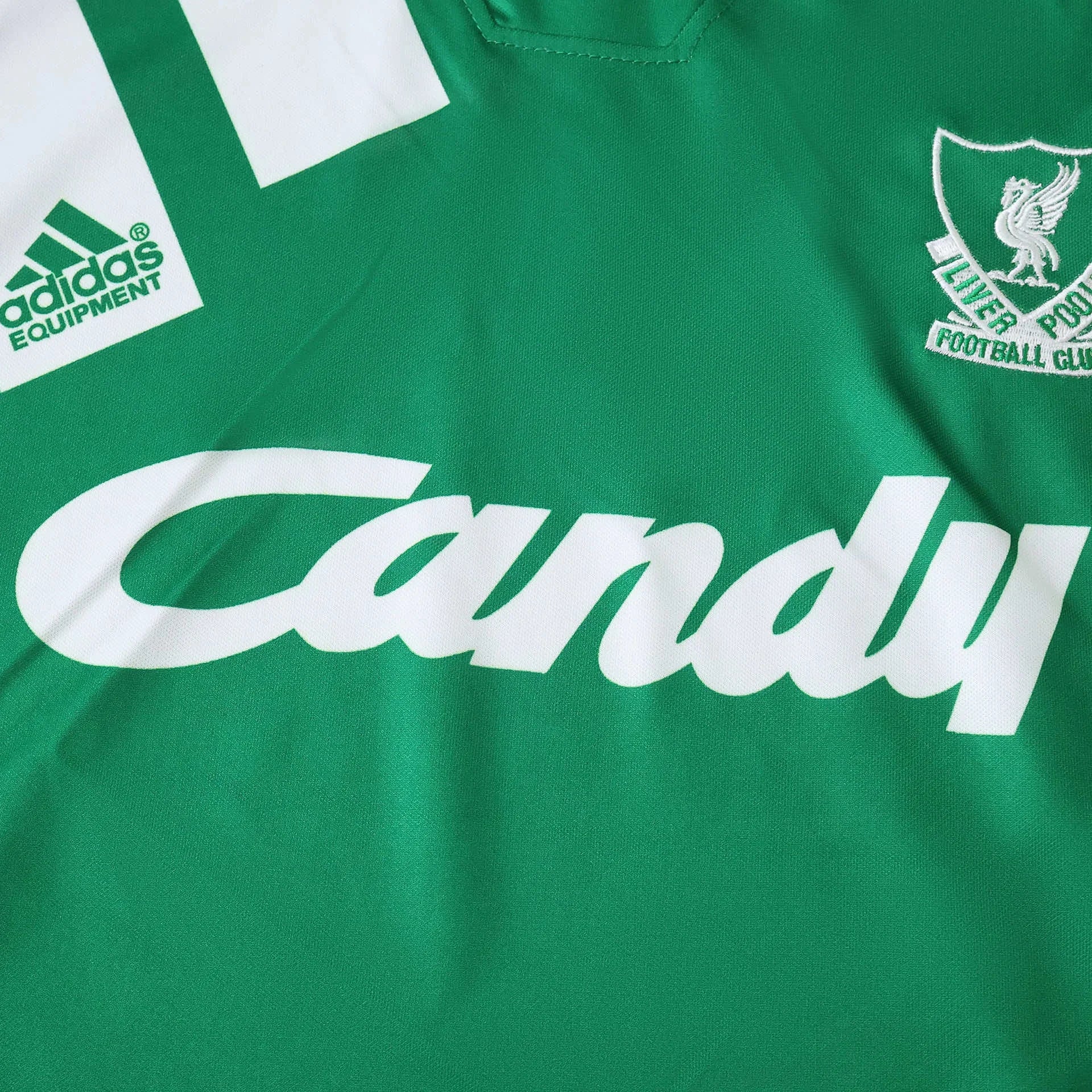 Camisa infantil oficial do Liverpool verde Adidas Mini Mantos kit Candy