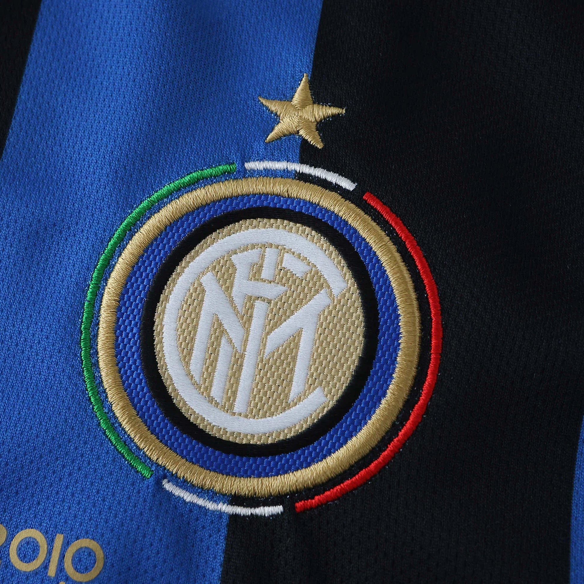 Camisa oficial Inter Milan infantil preta e azul, kit Mini Mantos com escudo bordado e estrela dourada