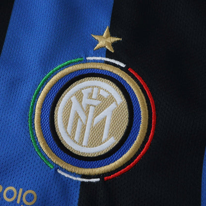 Camisa oficial Inter Milan infantil preta e azul, kit Mini Mantos com escudo bordado e estrela dourada