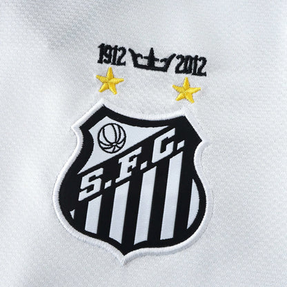 Kit camisa infantil oficial Santos FC Mini Mantos, escudo bordado e logo 1912-2012 com estrelas
