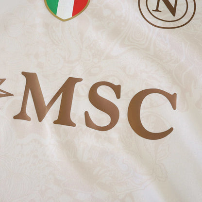 Camisa oficial Mini Mantos Napoli infantil, kit campeão. Detalhes bordados e patrocínio MSC dourado