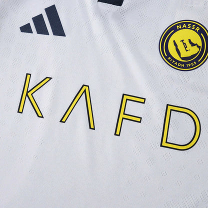 Kit camisa Al Nassr oficial infantil 4 Mini Mantos, branca com detalhes amarelos. Camisa Al Nassr para crianças