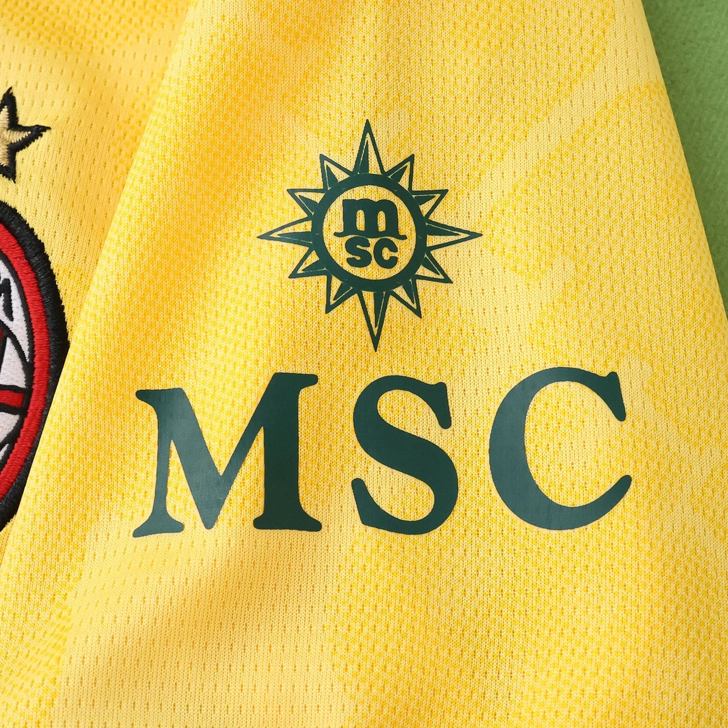 Camisa infantil oficial AC Milan, kit Mini Mantos amarela com logo MSC