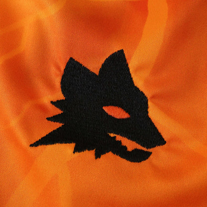 Kit camisa oficial infantil AS Roma Mini Mantos, logo bordado do lobo em tecido laranja