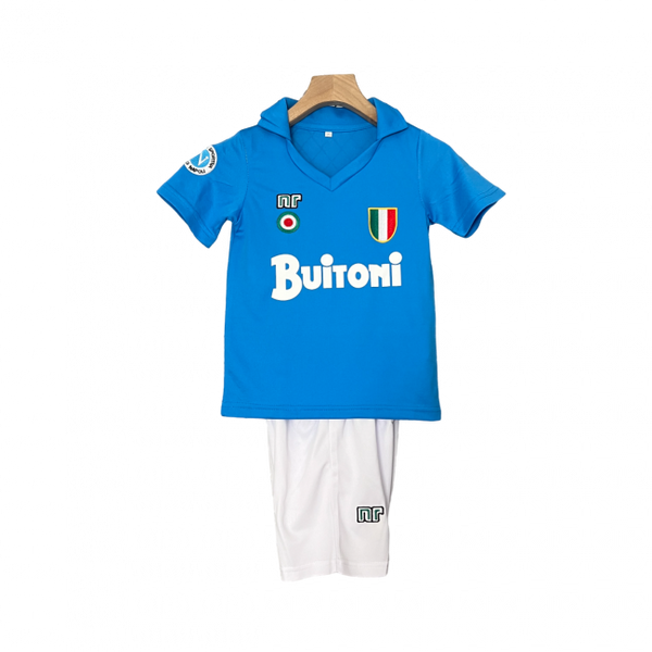Camisa infantil retrô do Napoli I 87/88. Reviva os momentos clássicos. Compre já!
