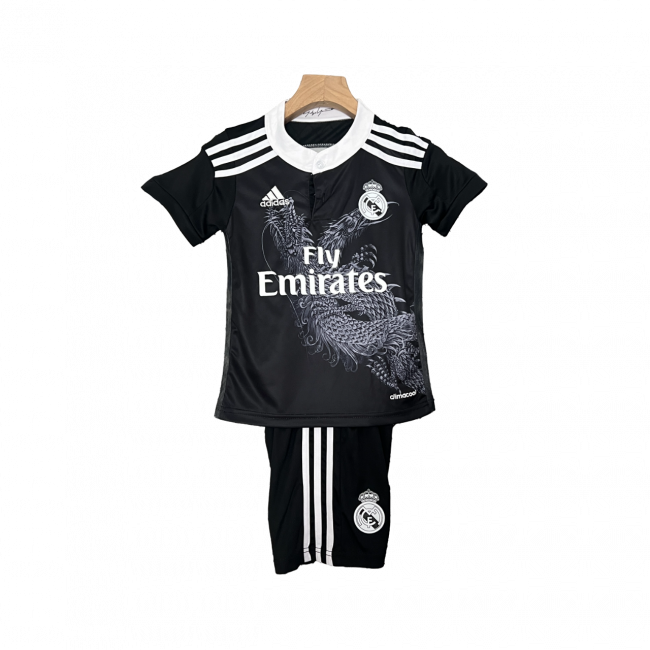Camisa infantil retrô do Real Madrid III 14/15. Estilo e nostalgia para os fãs. Compre agora!